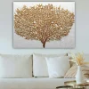 Tableau décoratif blanc et or – arbre texturé