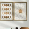 Tableau décoratif doré soleil et lune – cadre (set de 2)