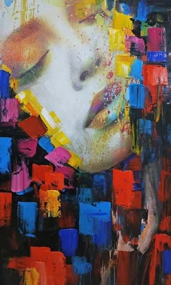 Tableau de femme yeux fermés 60x100