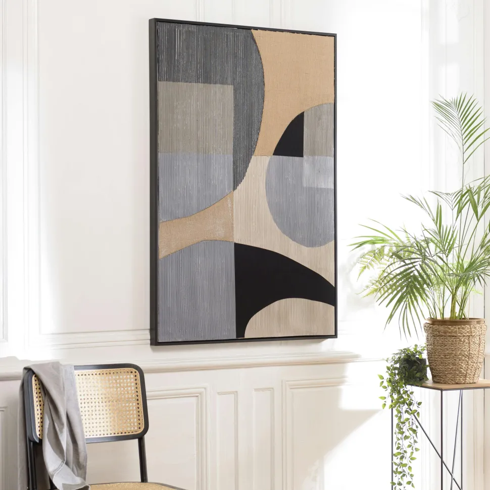 Tableau design formes géométriques superposées 83 x 123 cm