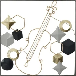 Tableau en métal violon tons noir, gris et or