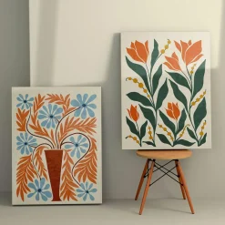Tableau nature 70s – tons orangés (set de 2)