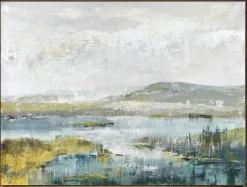 Tableau PAYSAGE Turquoise Caisse américaine en chêne 100x75cm