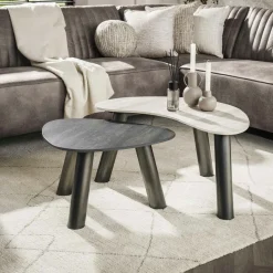 Tables basses céramique 3D gris clair & foncé (x2) GALWAY