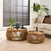 Tables basses rondes avec baguettes bois (lot de 2) DELHI
