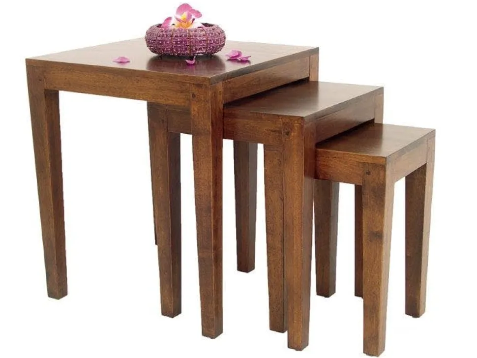 Tables gigognes hévéa MAORI lot de 3