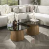 Tables salon verre fumé design triangle (lot de 2) MILOS