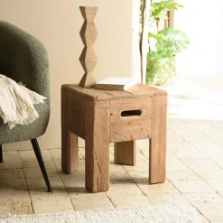 Tabouret / bout de canapé pin recyclé DENVER