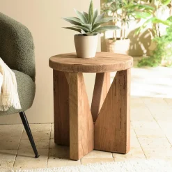 Tabouret / bout de canapé pin recyclé DENVER