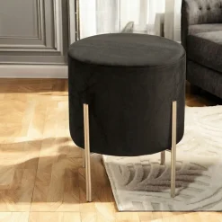 Tabouret contemporain velours noir