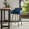 Tabouret de bar avec accoudoirs en velours bleu MELBOURNE
