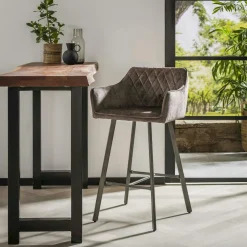 Tabouret de bar avec accoudoirs en velours bleu MELBOURNE
