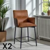 Tabouret de bar bi-matière marron (lot de 2) KERALA