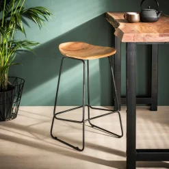 Tabouret de bar bois massif d'acacia MELBOURNE
