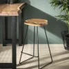 Tabouret de bar bois massif métal MELBOURNE