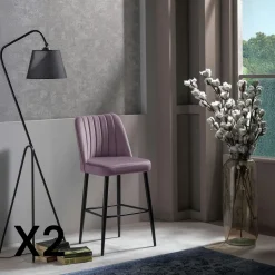 Tabouret de bar confort en velours lilas (lot de 2) ROSARIO