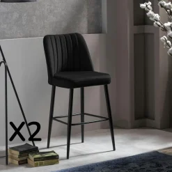 Tabouret de bar confort en velours vert (lot de 2) ROSARIO