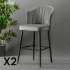 Tabouret de bar en velours gris 65 cm (lot de 2) ROSARIO