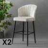 Tabouret de bar en velours écru 65 cm (lot de 2) ROSARIO
