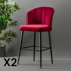 Tabouret de bar en velours rouille 65 cm (lot de 2) ROSARIO