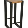 Tabouret de bar hévéa recyclé naturel et métal noirci 36X36X75cm DOCKER