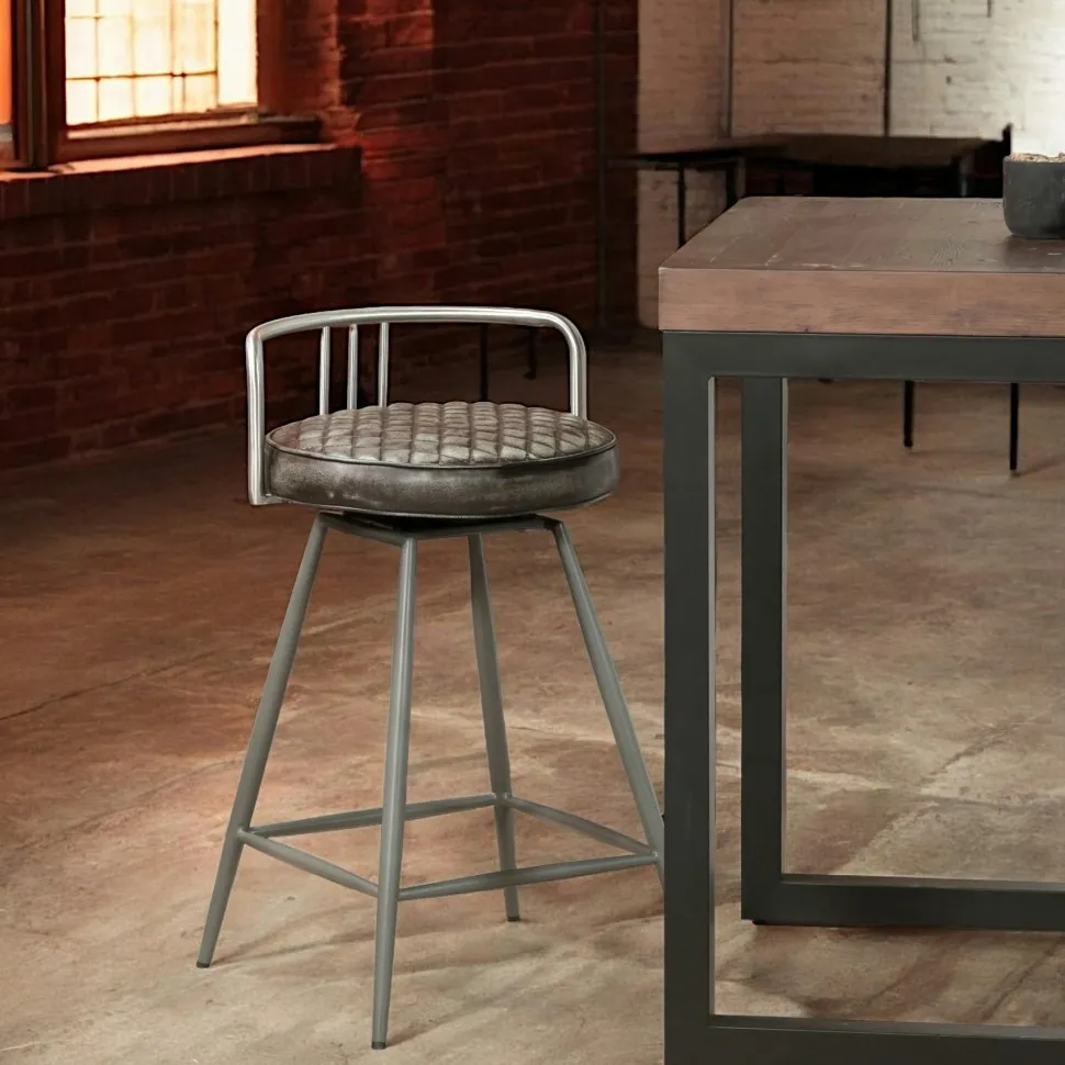 Tabouret de bar industriel brun BRISBANE