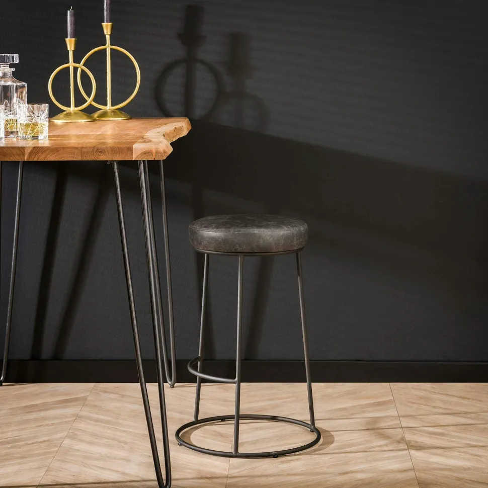 Tabouret de bar industriel brun BRISBANE