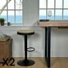 Tabouret de bar réglable métal noir (lot de 2) LEEDS