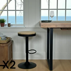 Tabouret de bar réglable métal noir (lot de 2) LEEDS