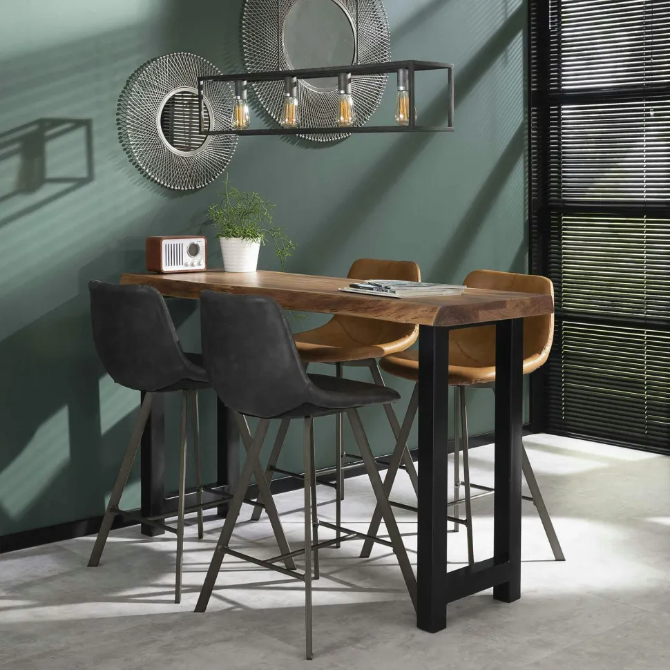 Tabouret de bar réglable métal noir (lot de 2) LEEDS