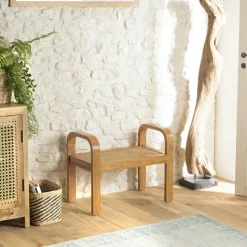 Tabouret en bois mindi et rotin MALAGA