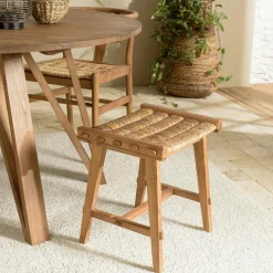Tabouret en chanvre naturel et bois recyclé SWING