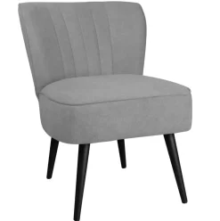 Tabouret pouf rond tissu gris pieds dorés TIM (lot de 2)
