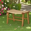 Tabouret repose-pieds en teck et fibre naturelle tressée MENDOZA