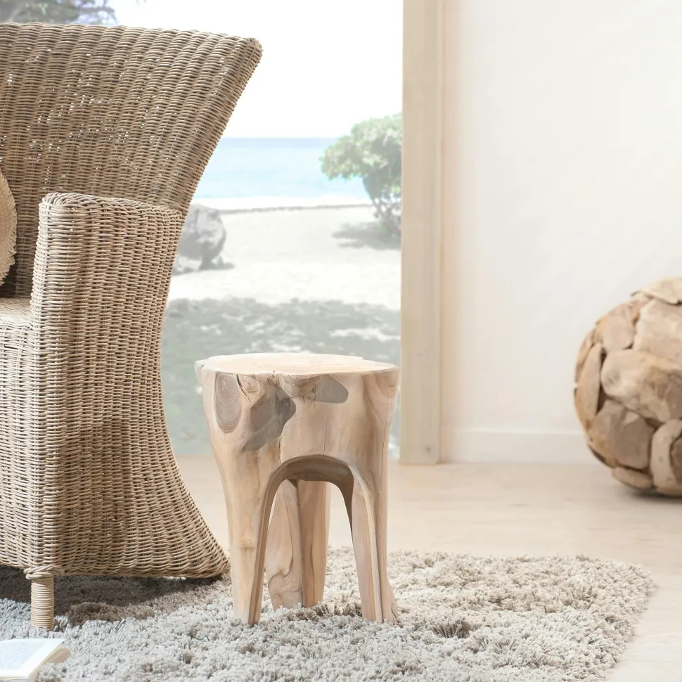 Tabouret rond en teck POLO
