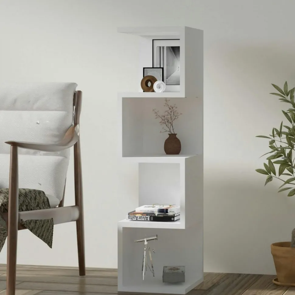 Étagère colonne design - effet bois clair MARFA