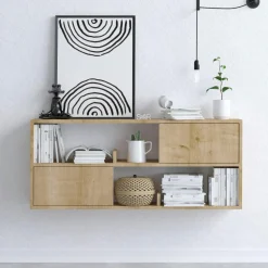 Étagère colonne design - effet bois clair MARFA