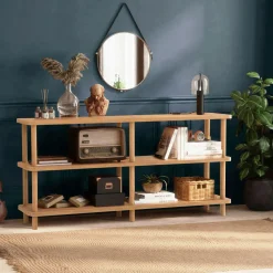 Étagère console effet bois clair 150 cm - 3 niveaux MARFA