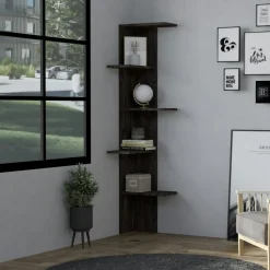 Étagère d'angle design effet bois clair MARFA