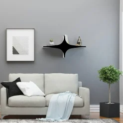 Étagère murale design noir & blanc - étoile stylisée MARFA