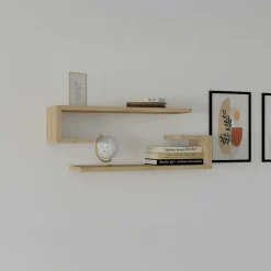 Étagère murale effet bois clair avec retour (lot de 2) MARFA
