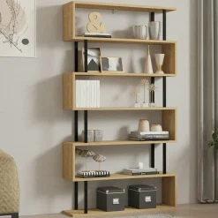 Étagère murale moderne effet bois clair - 6 niveaux UMEA
