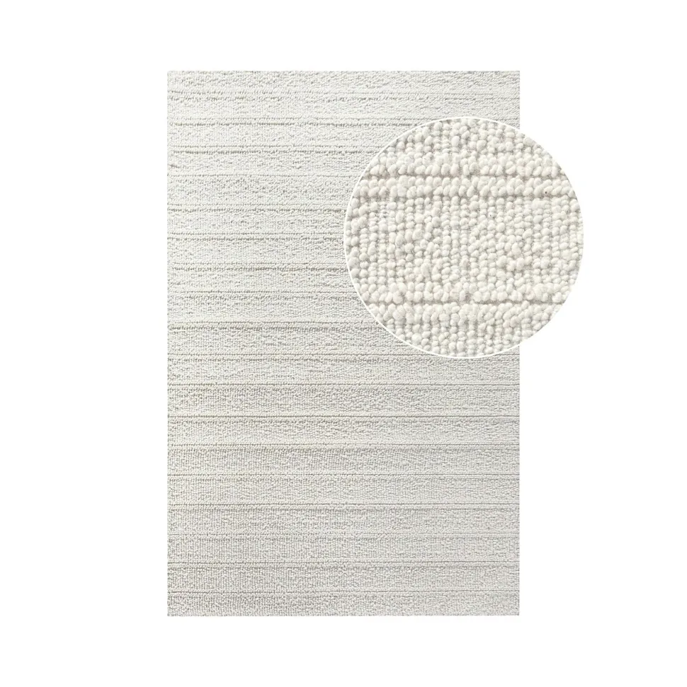 Tapis blanc ivoire en laine tressée main 160x230 cm FEZ