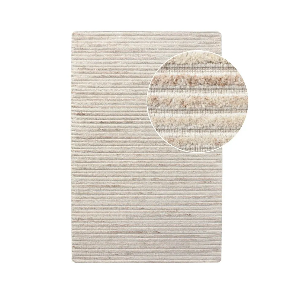 Tapis blanc ivoire en laine tressée main 160x230 cm FEZ