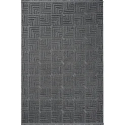Tapis de salon gris – motif carré, 120x180 cm ISTANBUL
