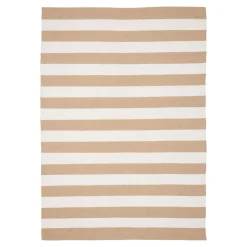 Tapis d'extérieur écoresponsable - rayures beige/blanc MENDOZA