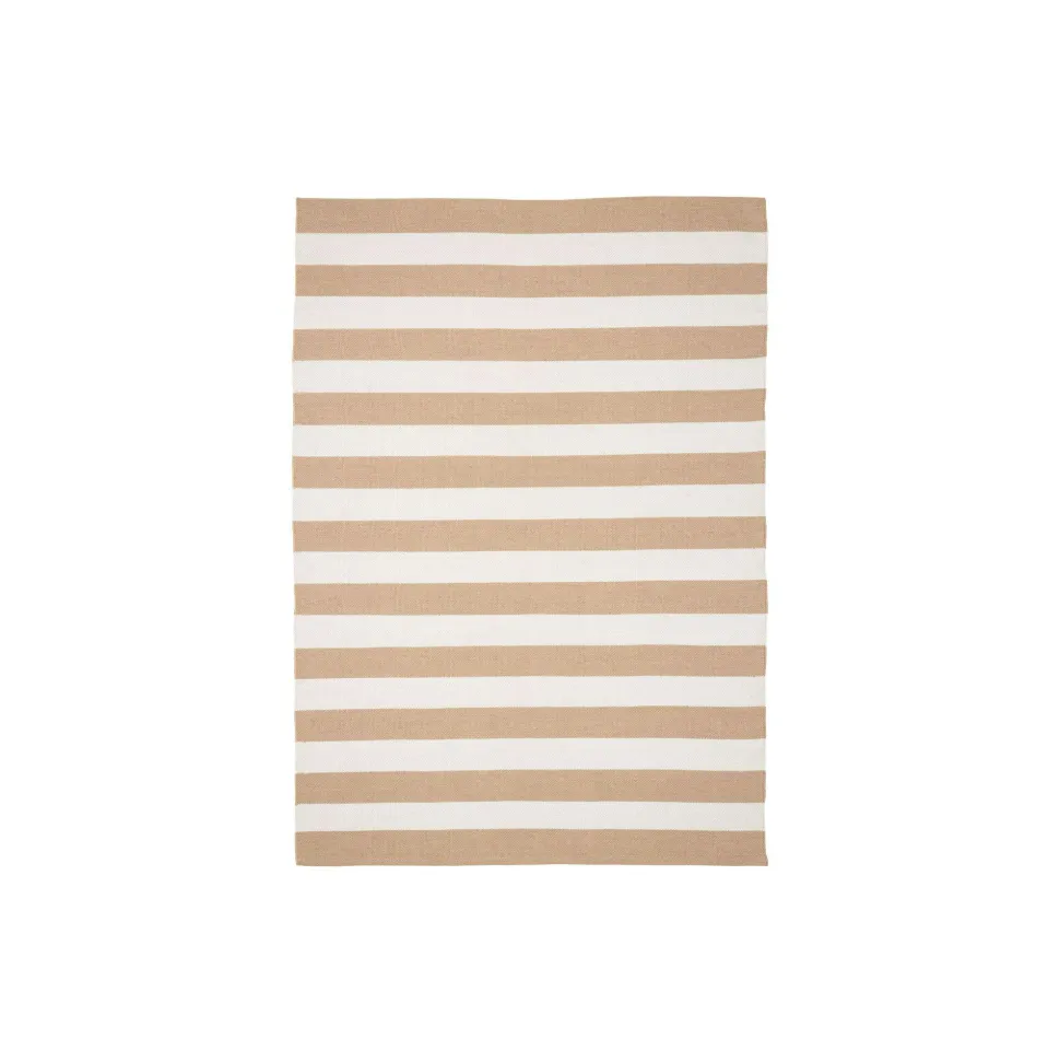 Tapis d'extérieur écoresponsable - rayures beige/blanc MENDOZA