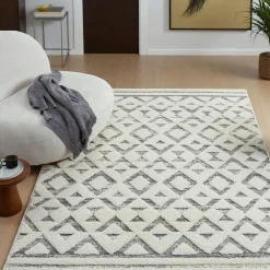 Tapis gris crème – losanges imbriqués, 160x230 cm ISTANBUL