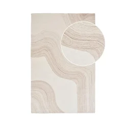 Tapis moderne blanc et brun tufté main motif vague 200x300 cm FEZ
