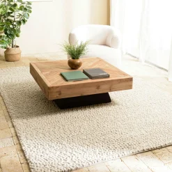 Tapis rectangulaire 200 x 290 cm laine bouclettes beige